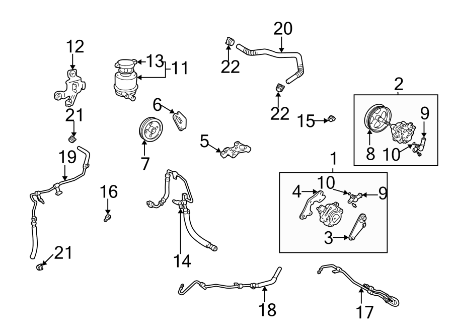 Diagram STEERING GEAR & LINKAGE. PUMP & HOSES. for your 2010 Toyota Tundra 5.7L i-Force V8 FLEX A/T 4WD Platinum Crew Cab Pickup Fleetside 