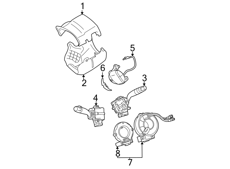 Diagram STEERING COLUMN. SHROUD. SWITCHES & LEVERS. for your 2011 Toyota Sequoia  SR5 Sport Utility 