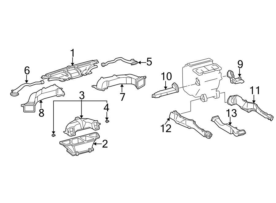 Diagram INSTRUMENT PANEL. DUCTS. for your 2024 Toyota Highlander   