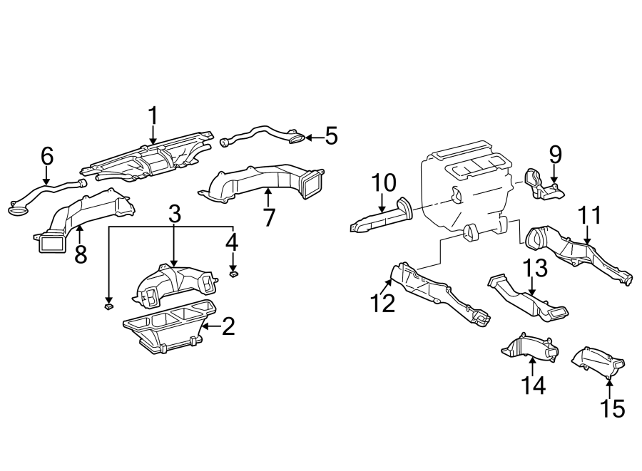 Diagram INSTRUMENT PANEL. DUCTS. for your 2024 Toyota Highlander   