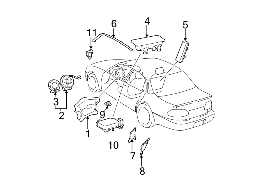 Diagram RESTRAINT SYSTEMS. AIR BAG COMPONENTS. for your 2022 Toyota 4Runner 4.0L V6 A/T RWD Limited Sport Utility 