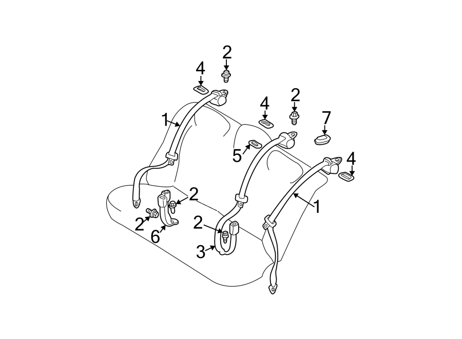 Diagram RESTRAINT SYSTEMS. REAR SEAT BELTS. for your 2003 Toyota Camry  SE SEDAN 