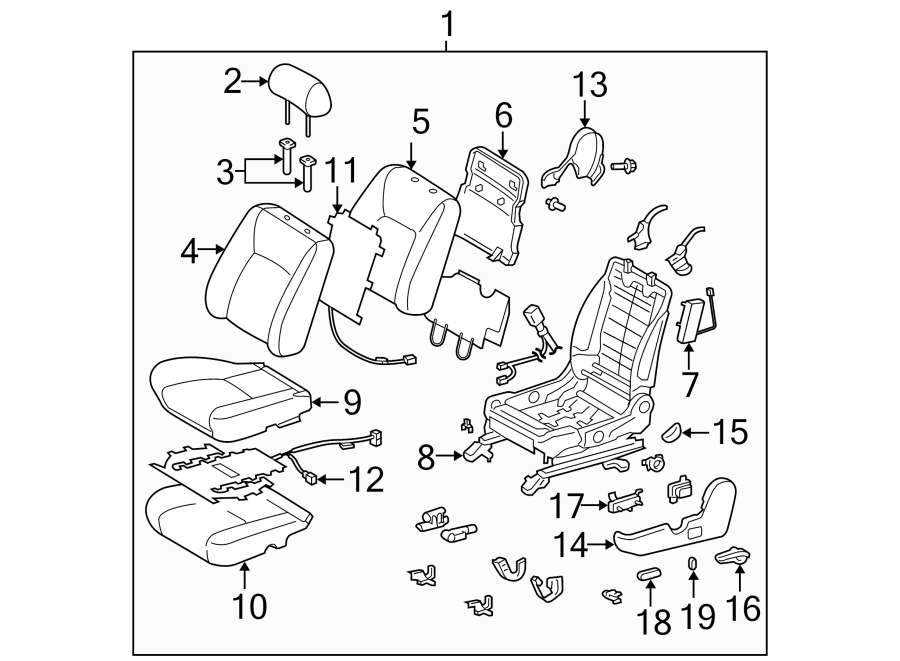 Diagram SEATS & TRACKS. FRONT SEAT COMPONENTS. for your Toyota Camry  