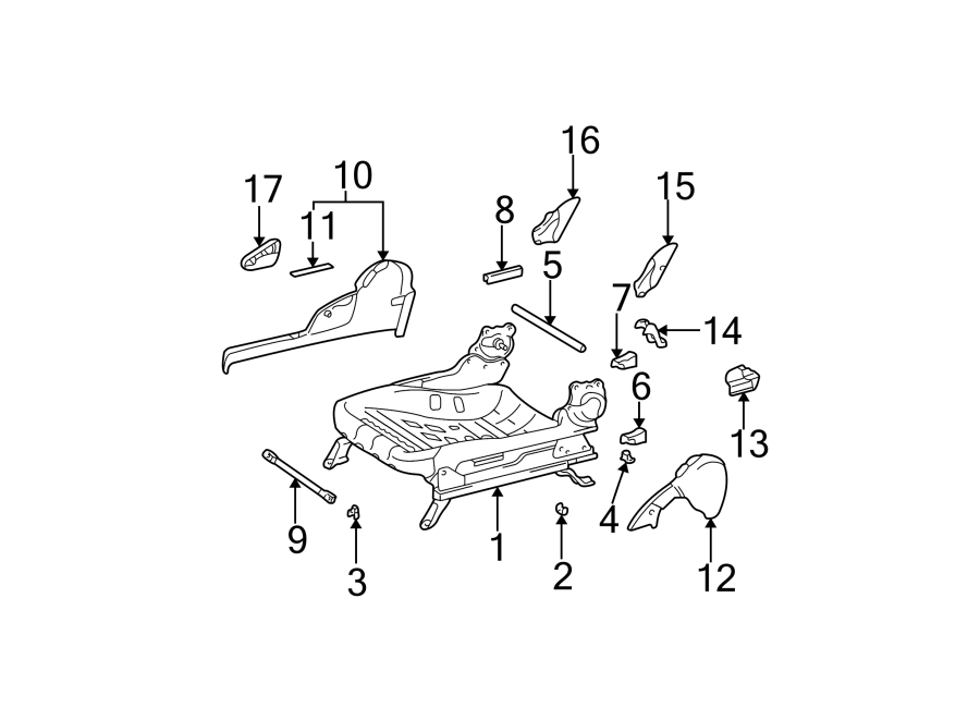 Diagram SEATS & TRACKS. TRACKS & COMPONENTS. for your 2002 Toyota Camry 2.4L A/T XLE SEDAN 