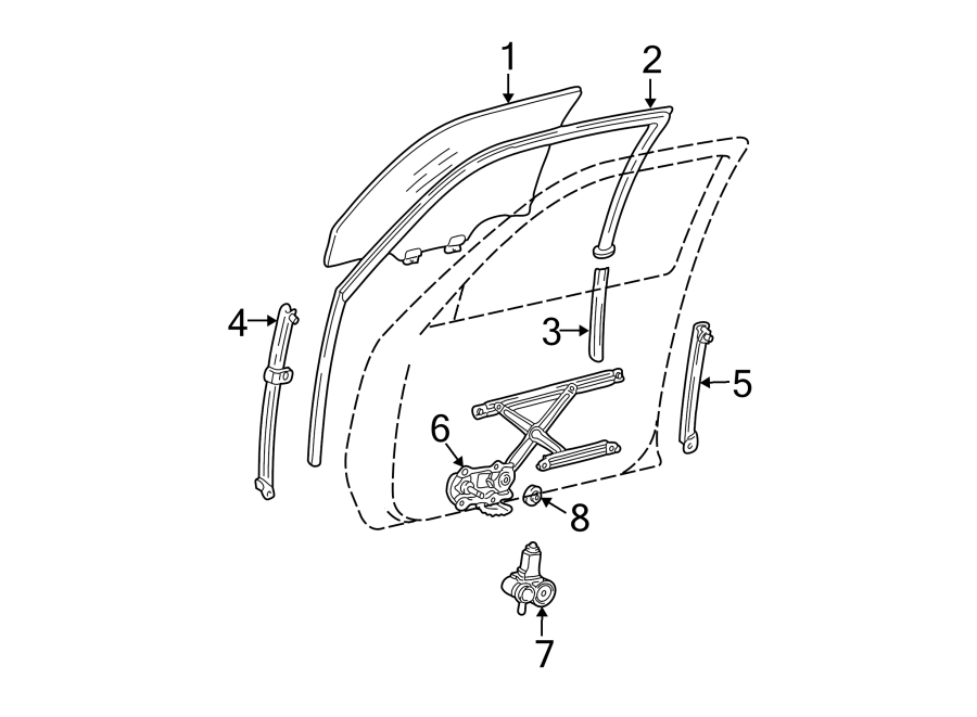 Diagram FRONT DOOR. GLASS & HARDWARE. for your 2010 Toyota Sequoia   