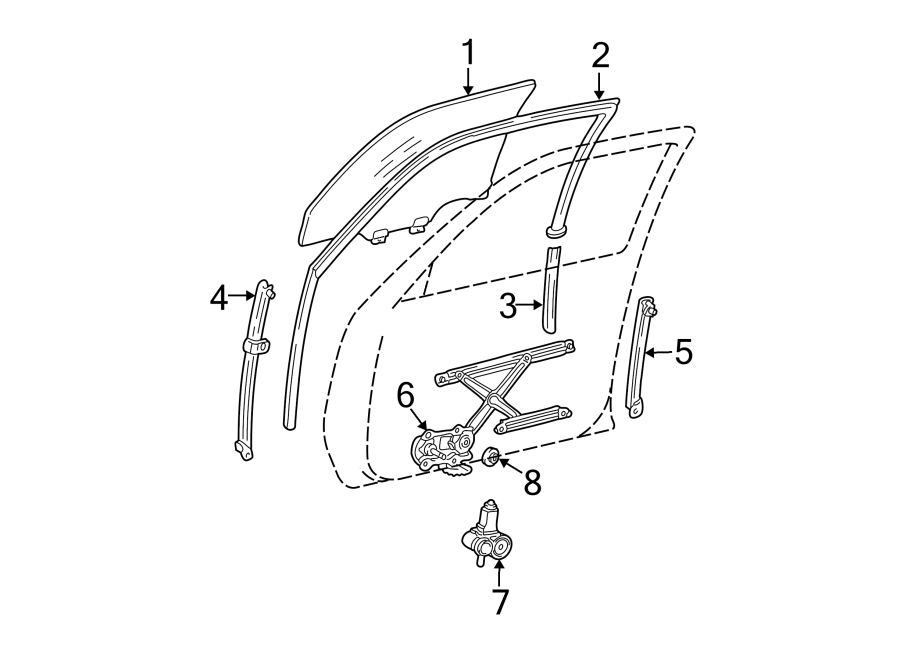 Diagram FRONT DOOR. GLASS & HARDWARE. for your 2017 Toyota Yaris   