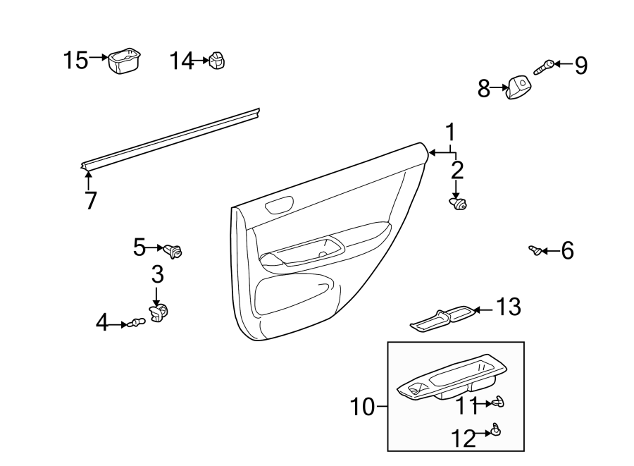 Diagram REAR DOOR. INTERIOR TRIM. for your 2005 Toyota Camry   