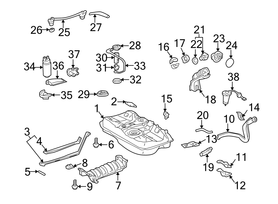 Diagram FUEL SYSTEM COMPONENTS. for your 2019 Toyota Tacoma  TRD Sport Extended Cab Pickup Fleetside 