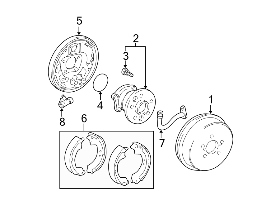 Diagram REAR SUSPENSION. BRAKE COMPONENTS. for your 2022 Toyota Prius AWD-e   