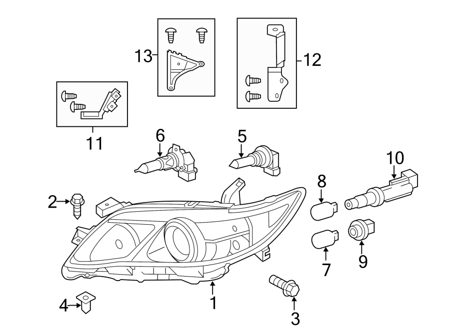 Diagram FRONT LAMPS. HEADLAMP COMPONENTS. for your 2019 Toyota Mirai   