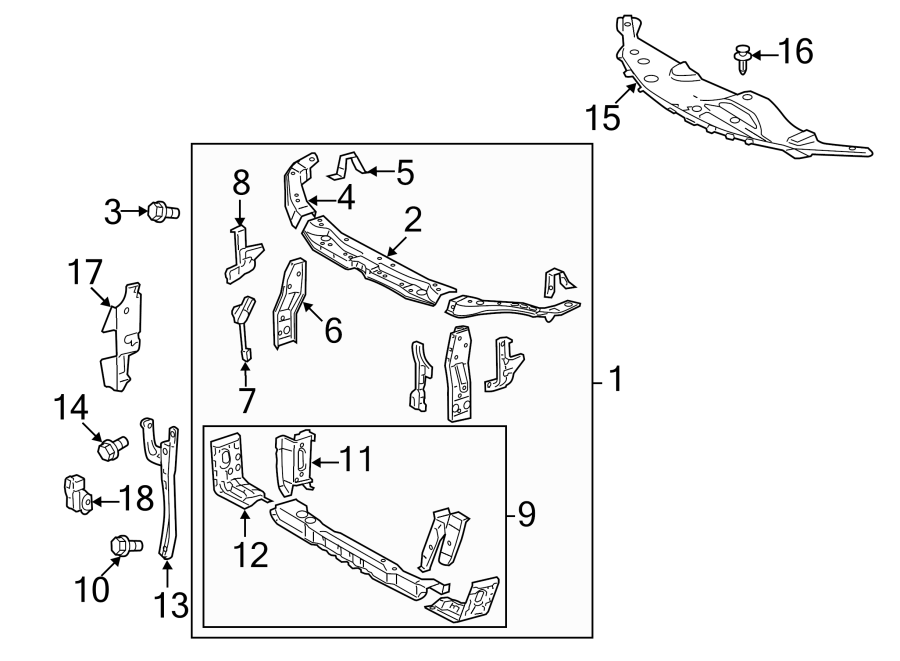 Diagram RADIATOR SUPPORT. for your 2014 Toyota Tundra 4.6L V8 A/T 4WD SR Standard Cab Pickup Fleetside 