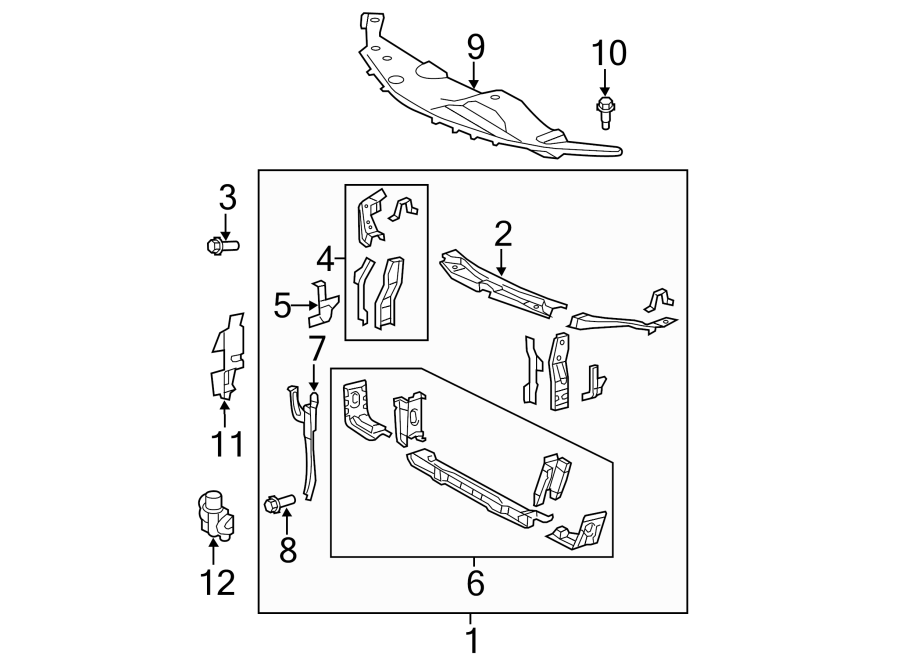 Diagram RADIATOR SUPPORT. for your 2024 Toyota Sequoia  Capstone Sport Utility 