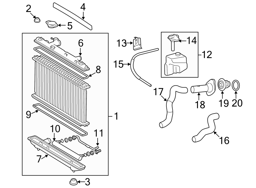 Diagram RADIATOR & COMPONENTS. for your 2010 Toyota Tundra  SR5 Standard Cab Pickup Fleetside 