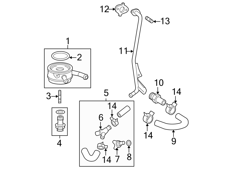 Diagram ENGINE OIL COOLER. for your 2012 Toyota Tacoma 4.0L V6 M/T RWD Base Standard Cab Pickup Fleetside 