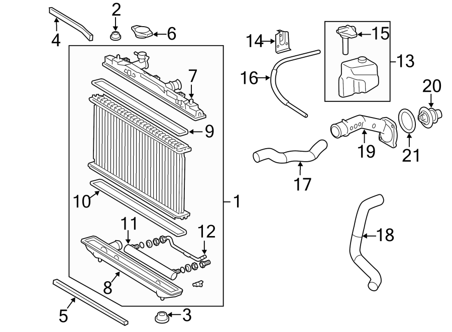 Diagram RADIATOR & COMPONENTS. for your 2012 Toyota Prius Plug-In   