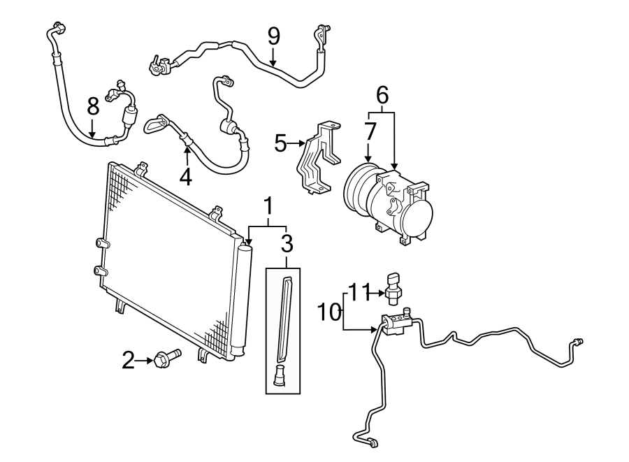 Diagram AIR CONDITIONER & HEATER. COMPRESSOR & LINES. CONDENSER. for your 1999 Toyota Camry   