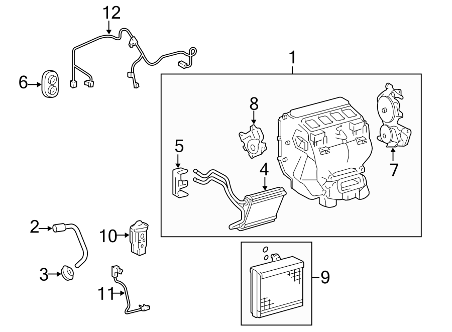 Diagram AIR CONDITIONER & HEATER. EVAPORATOR & HEATER COMPONENTS. for your 2018 Toyota Camry  LE SEDAN 