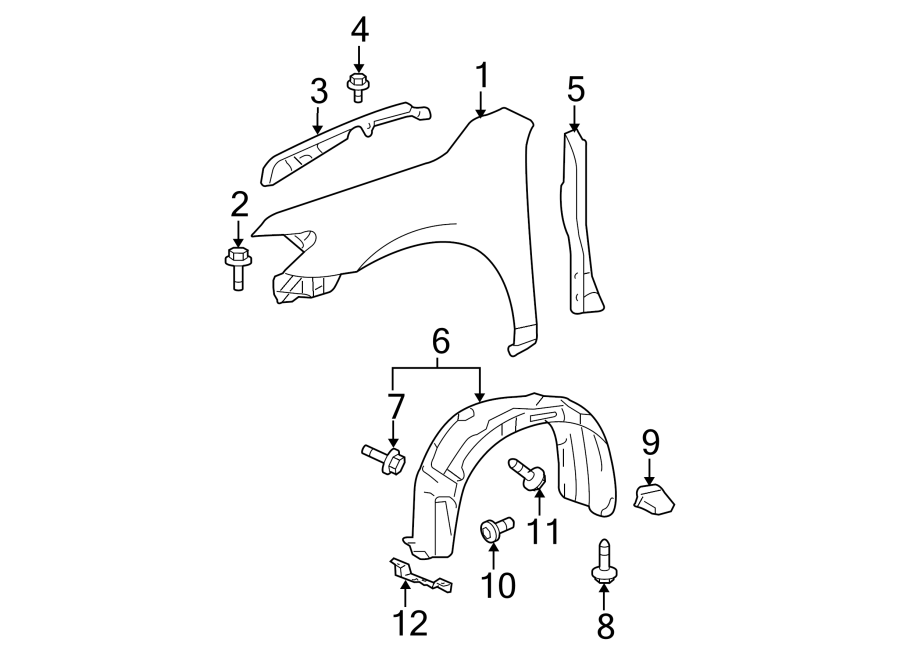 Diagram FENDER & COMPONENTS. for your 2021 Toyota RAV4  Hybrid XSE Sport Utility 