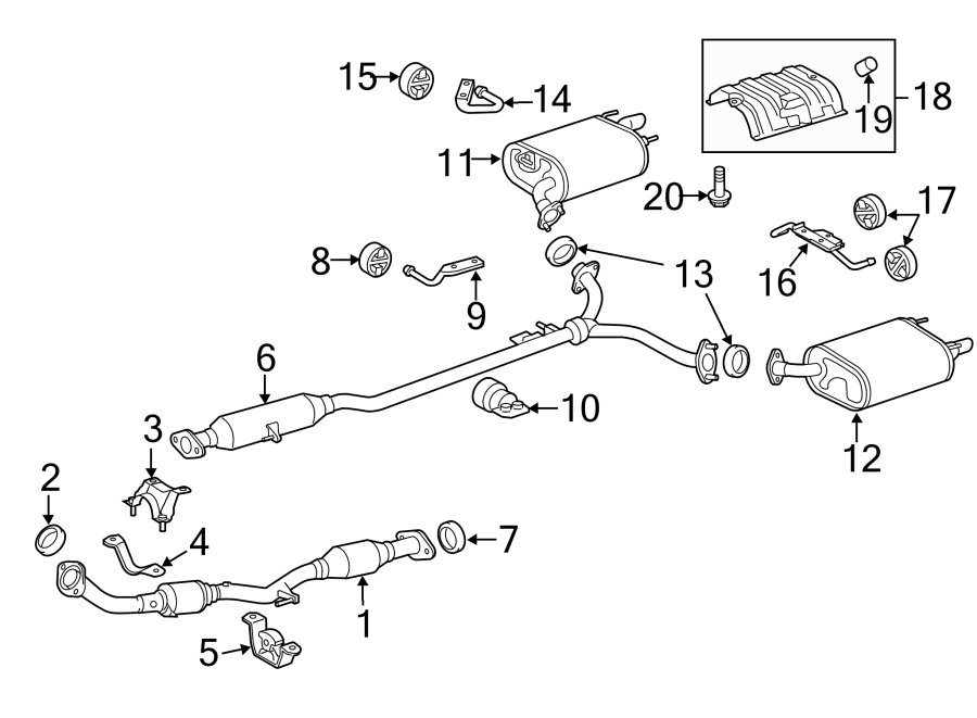 Diagram EXHAUST SYSTEM. EXHAUST COMPONENTS. for your 2008 Toyota Camry  SE SEDAN 