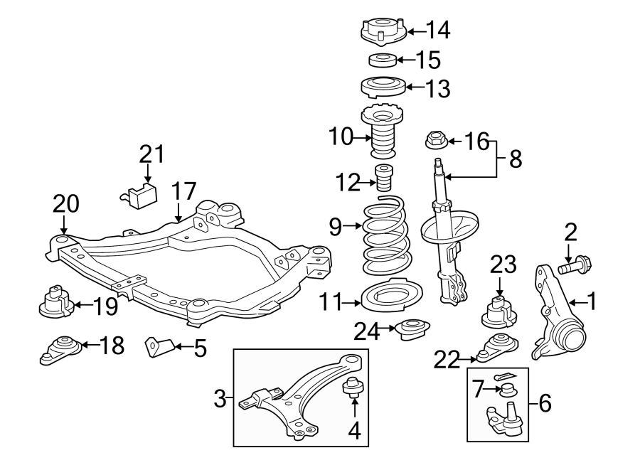 Diagram FRONT SUSPENSION. SUSPENSION COMPONENTS. for your 2016 Toyota Prius   