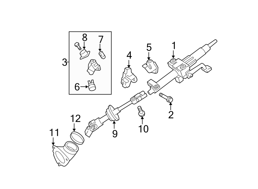 Diagram STEERING COLUMN ASSEMBLY. for your 2009 Toyota Highlander 3.5L V6 A/T AWD Base Sport Utility 