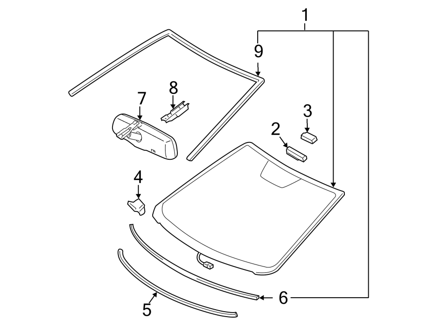 Diagram WINDSHIELD. GLASS. REVEAL MOLDINGS. for your Toyota Camry  