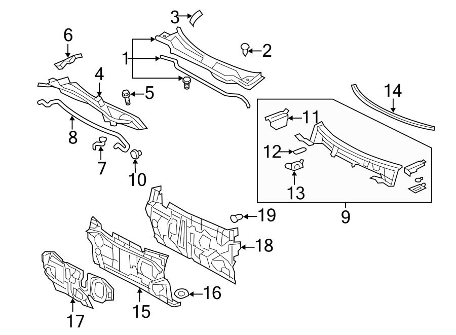 Diagram COWL. for your 2008 Toyota Camry 3.5L V6 A/T SE SEDAN 