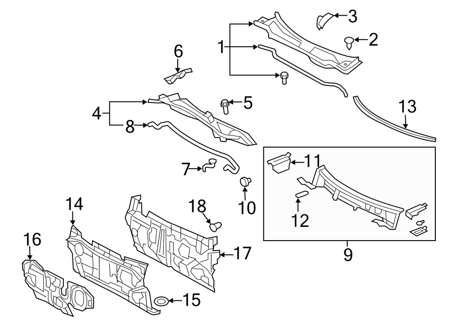 Diagram COWL. for your 2008 Toyota Camry 3.5L V6 A/T SE SEDAN 