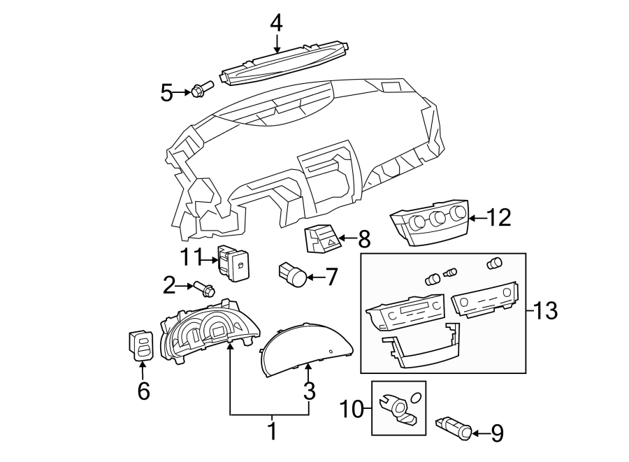 Diagram INSTRUMENT PANEL. CLUSTER & SWITCHES. for your 2011 Toyota Camry   