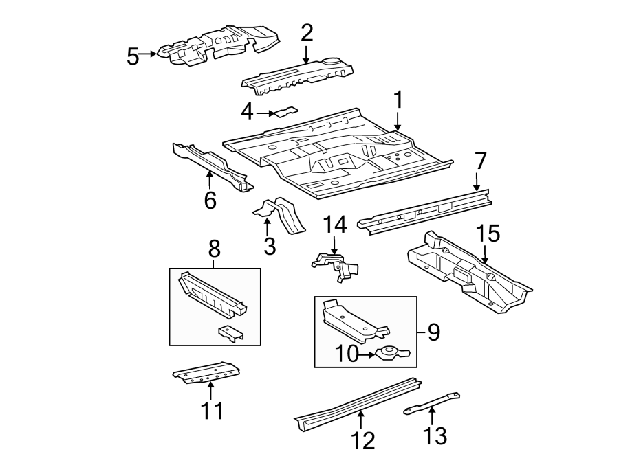 Diagram PILLARS. ROCKER & FLOOR. FLOOR & RAILS. for your Toyota