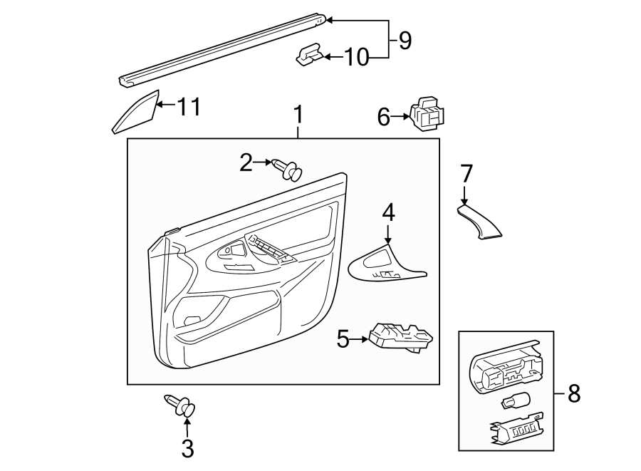 Diagram FRONT DOOR. INTERIOR TRIM. for your 2009 Toyota Yaris   