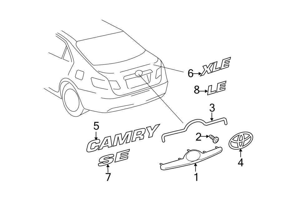 Diagram TRUNK LID. EXTERIOR TRIM. for your 2021 Toyota Prius Prime  XLE Hatchback 