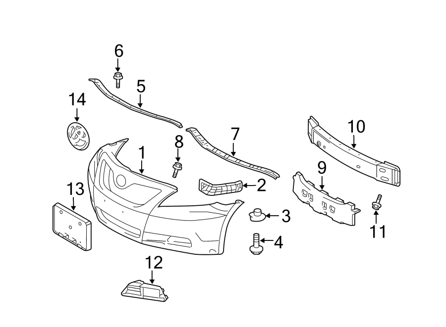 Diagram FRONT BUMPER & GRILLE. BUMPER & COMPONENTS. for your Toyota