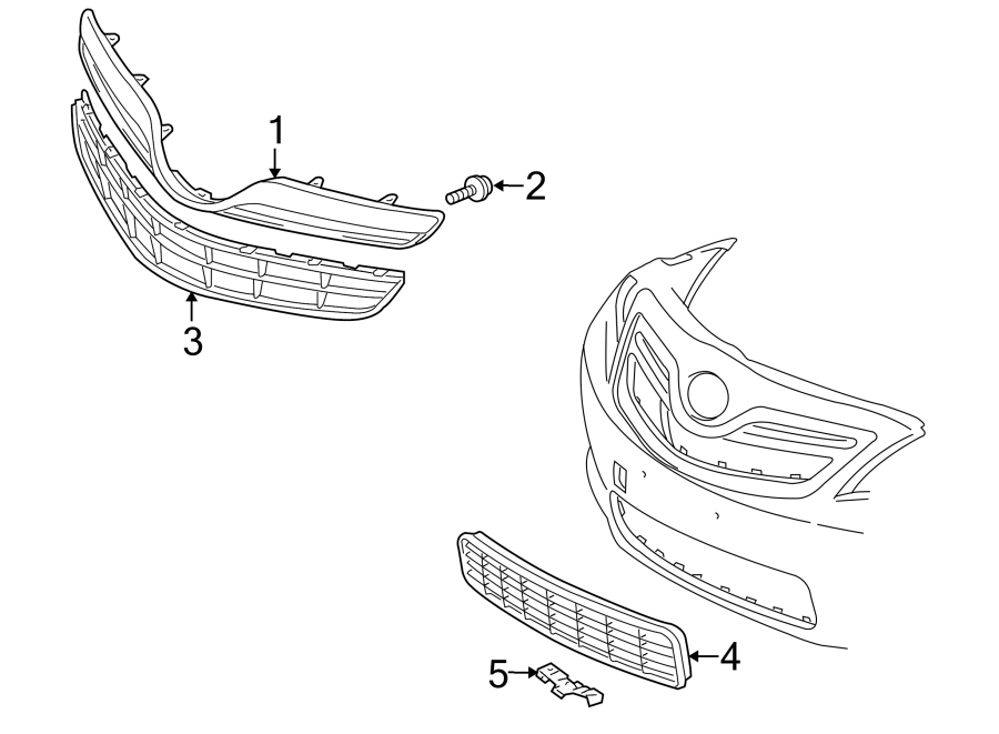 Diagram FRONT BUMPER & GRILLE. GRILLE & COMPONENTS. for your 2016 Toyota Prius   