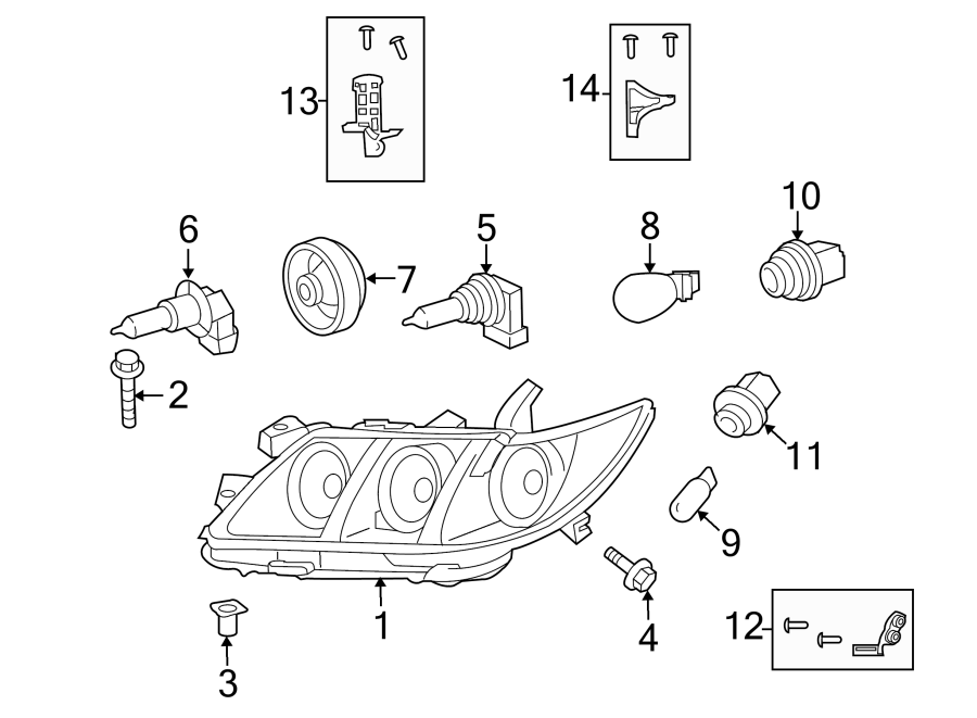 Diagram FRONT LAMPS. HEADLAMP COMPONENTS. for your 2001 Toyota 4Runner   