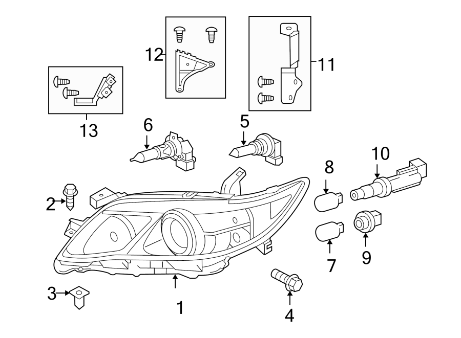 Diagram FRONT LAMPS. HEADLAMP COMPONENTS. for your 2018 Toyota Prius   