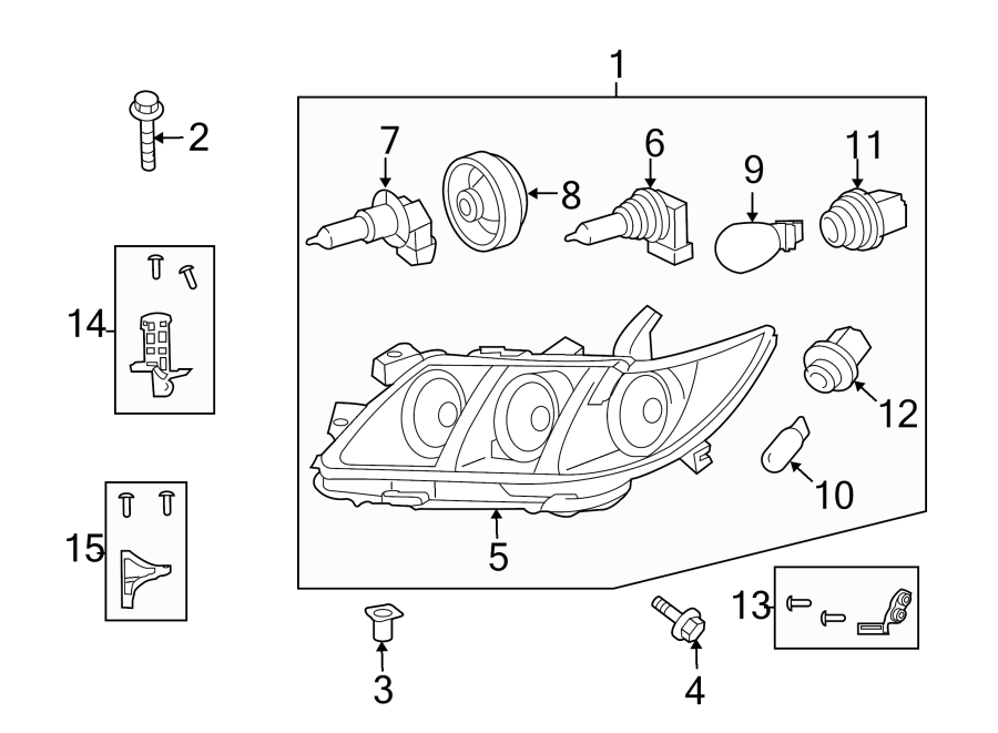 Diagram FRONT LAMPS. HEADLAMP COMPONENTS. for your 2001 Toyota 4Runner   