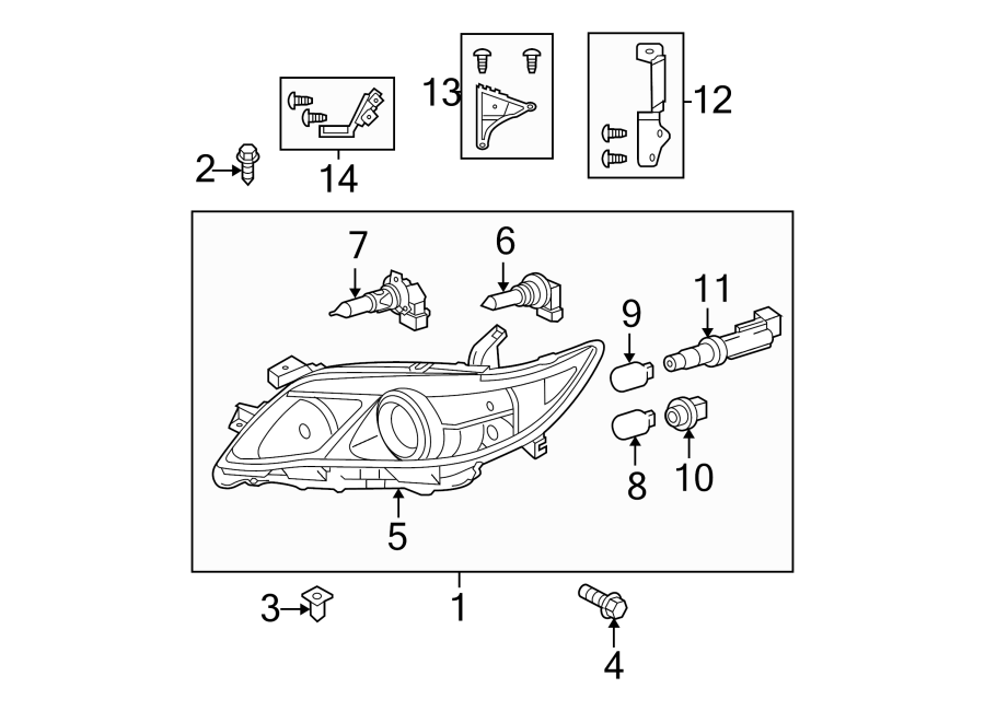 Diagram FRONT LAMPS. HEADLAMP COMPONENTS. for your Toyota Prius c  