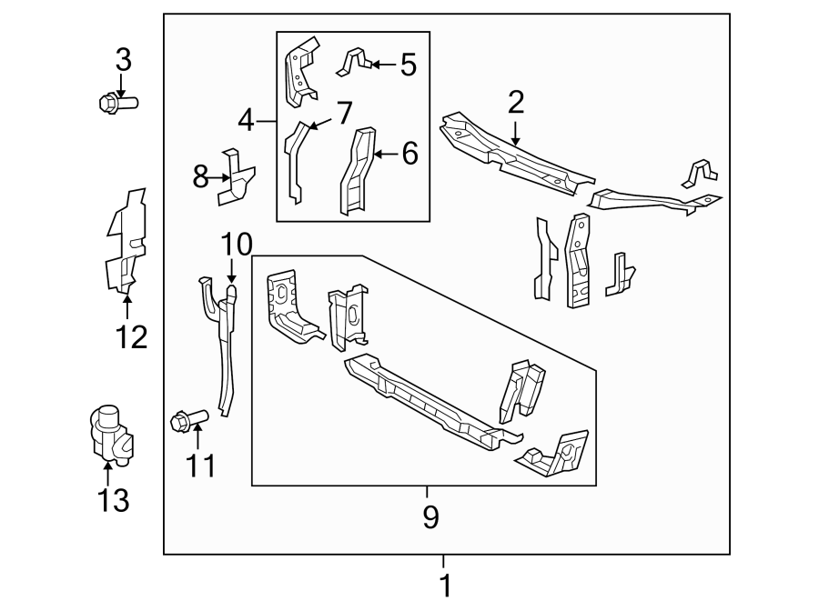 Diagram RADIATOR SUPPORT. for your 2024 Toyota Sequoia  Capstone Sport Utility 