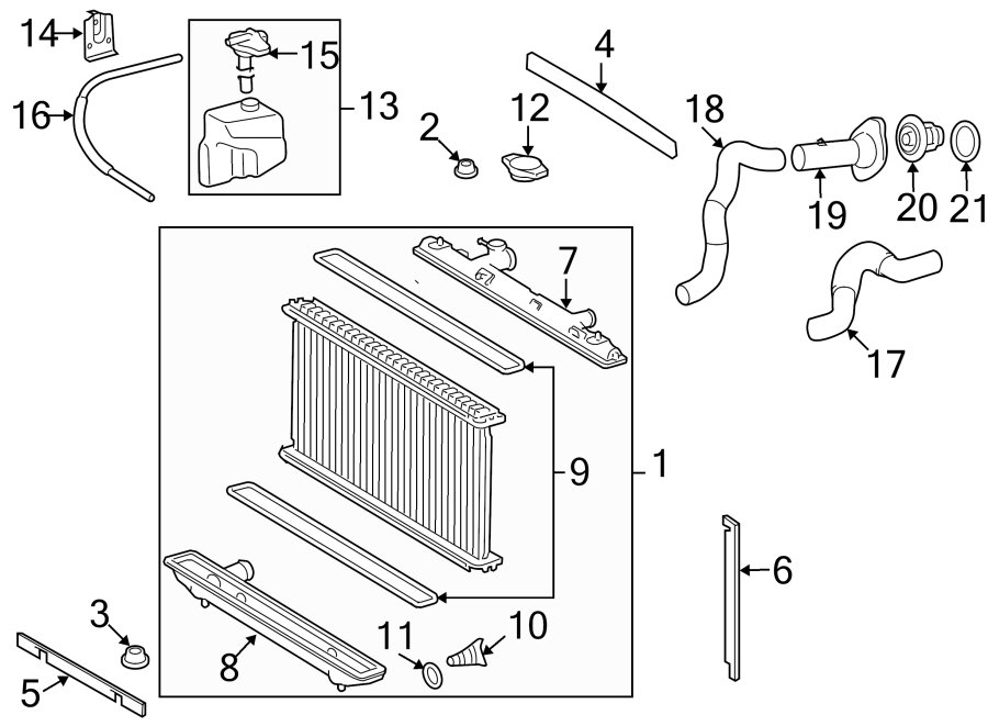 Diagram RADIATOR & COMPONENTS. for your Toyota