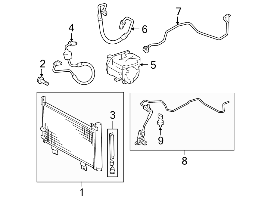 Diagram AIR CONDITIONER & HEATER. COMPRESSOR & LINES. CONDENSER. for your 2006 Toyota Camry   