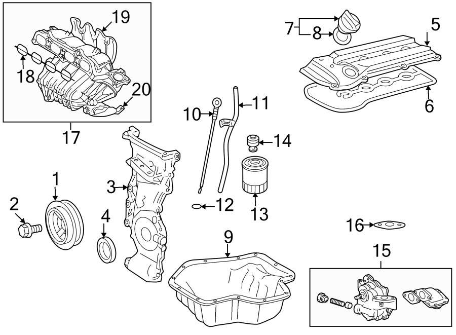 Diagram ENGINE / TRANSAXLE. ENGINE PARTS. for your Toyota