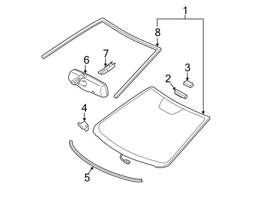 Diagram WINDSHIELD. GLASS. REVEAL MOLDINGS. for your 1997 Toyota 4Runner   