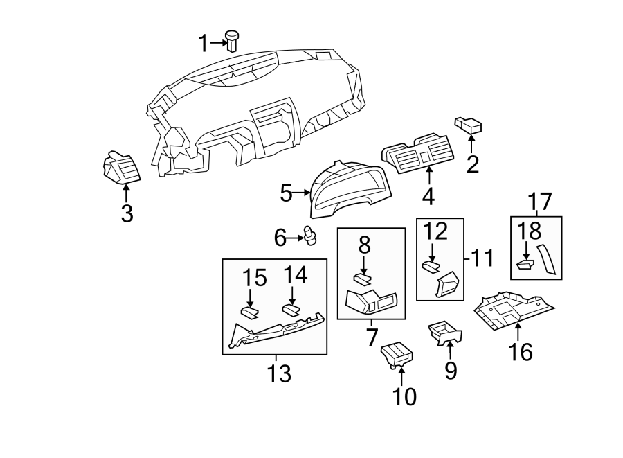 Diagram INSTRUMENT PANEL COMPONENTS. for your 2009 Toyota Avalon   