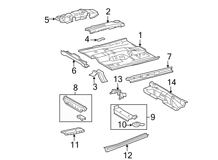 Diagram PILLARS. ROCKER & FLOOR. FLOOR & RAILS. for your Toyota