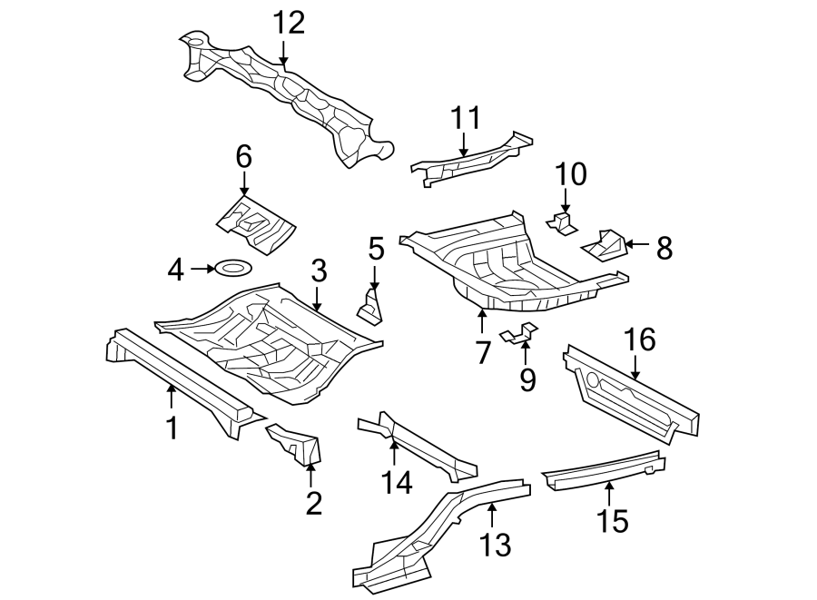 Diagram REAR BODY & FLOOR. FLOOR & RAILS. for your 2006 Toyota RAV4   