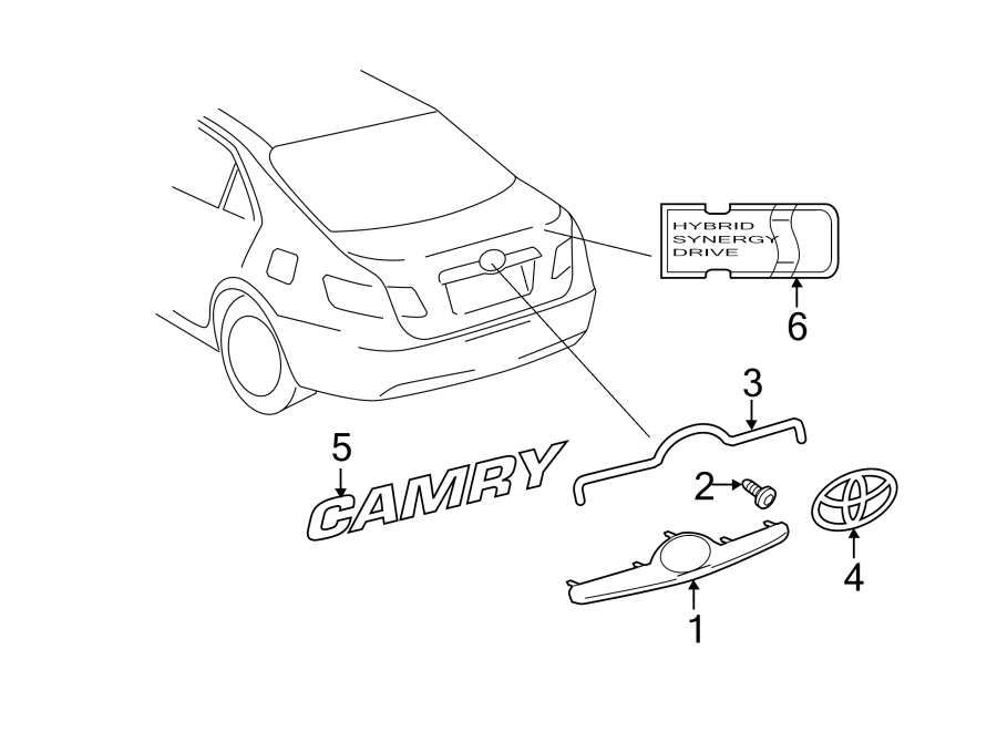 Diagram TRUNK LID. EXTERIOR TRIM. for your 2015 Toyota Camry  Hybrid SE Sedan 