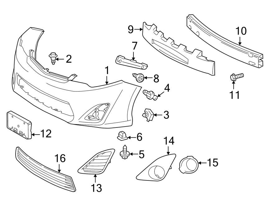 Diagram FRONT BUMPER & GRILLE. BUMPER & COMPONENTS. for your 2009 Toyota Corolla   