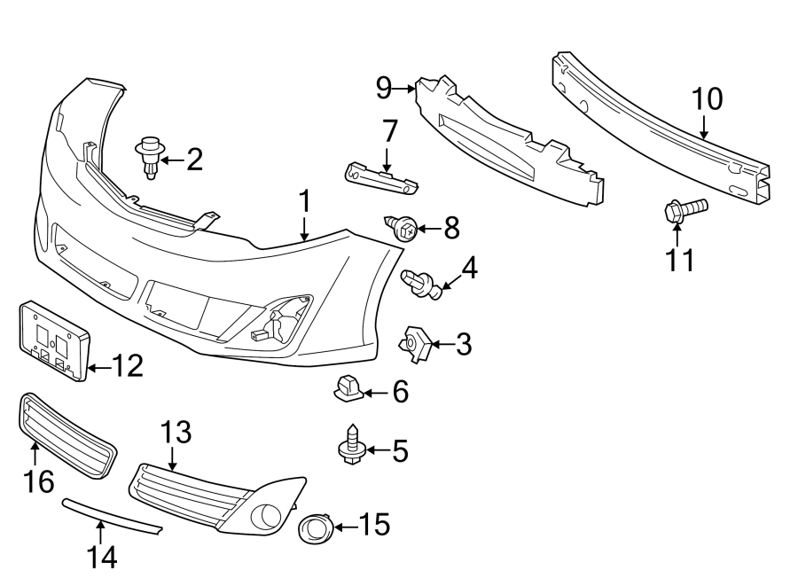 Diagram FRONT BUMPER & GRILLE. BUMPER & COMPONENTS. for your 2011 Toyota Corolla   