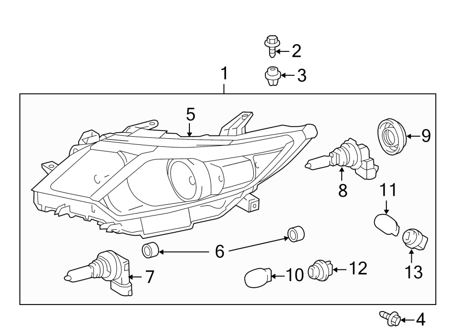 Diagram FRONT LAMPS. HEADLAMP COMPONENTS. for your 2000 Toyota Avalon  XLS Sedan 